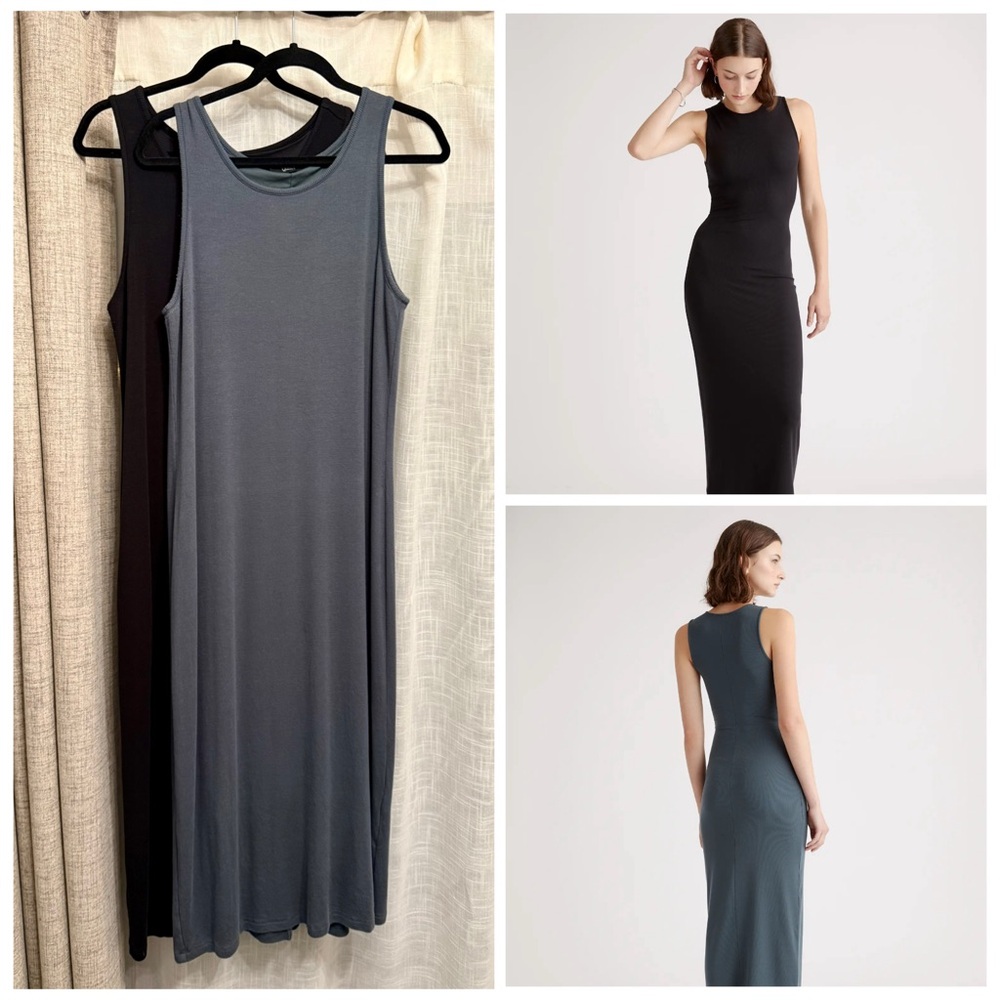 Quince Tencel Rib Knit Midi Tank Dresses - Lot of Two!